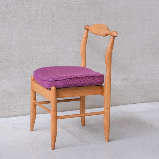 Image 1 of Set van 4 vintage eikenhouten 'Fumay' stoelen van Guillerme et Chambron, Frankrijk 1960