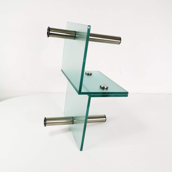 Image 1 of Vintage glazen en metalen tafel, Duitsland 1990