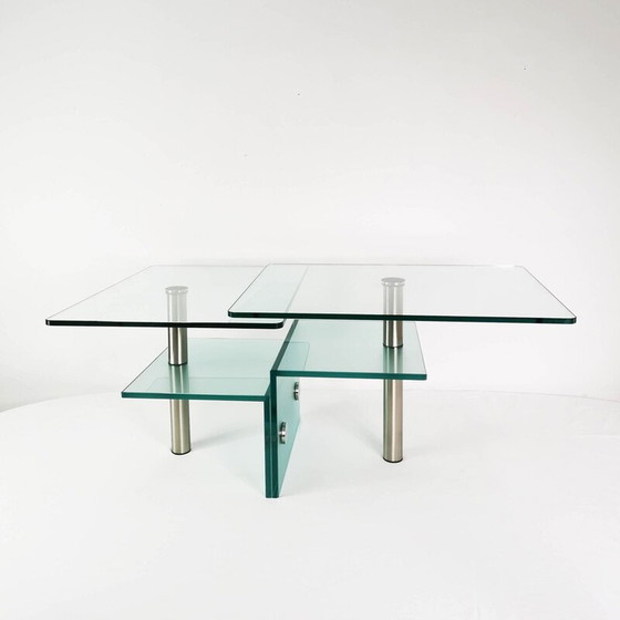 Image 1 of Vintage glazen en metalen tafel, Duitsland 1990