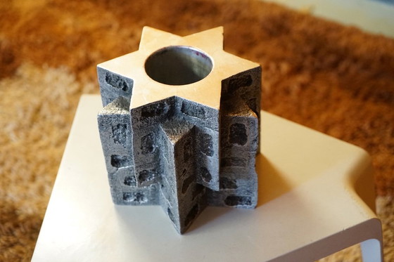 Image 1 of Brutalistische vintage kandelaar van massief aluminium, jaren 1960