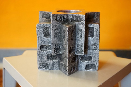 Image 1 of Brutalistische vintage kandelaar van massief aluminium, jaren 1960