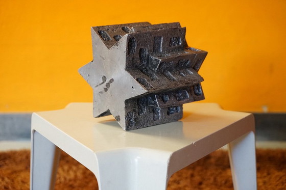 Image 1 of Brutalistische vintage kandelaar van massief aluminium, jaren 1960