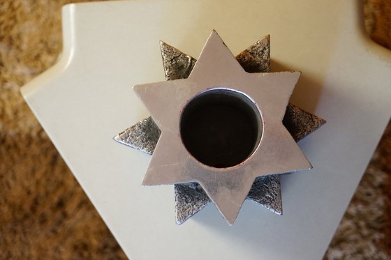 Image 1 of Brutalistische vintage kandelaar van massief aluminium, jaren 1960