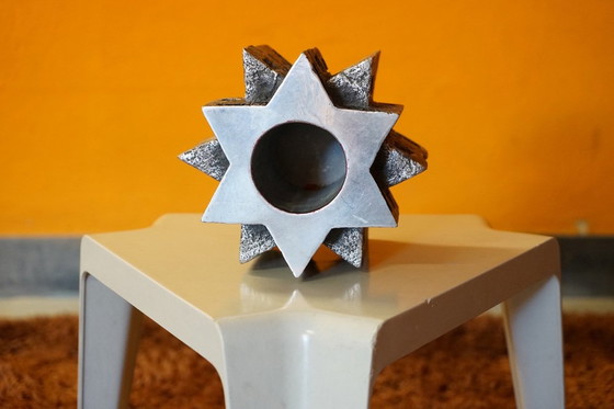 Image 1 of Brutalistische vintage kandelaar van massief aluminium, jaren 1960