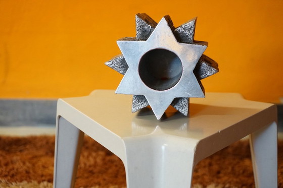 Image 1 of Brutalistische vintage kandelaar van massief aluminium, jaren 1960