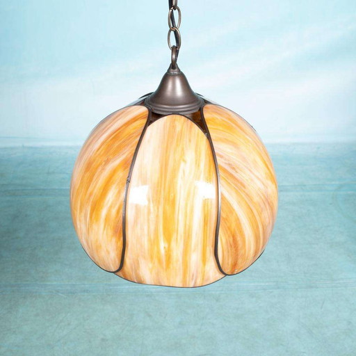 Glazen Japandi hanglamp gemarmerd glas, bohemian chic