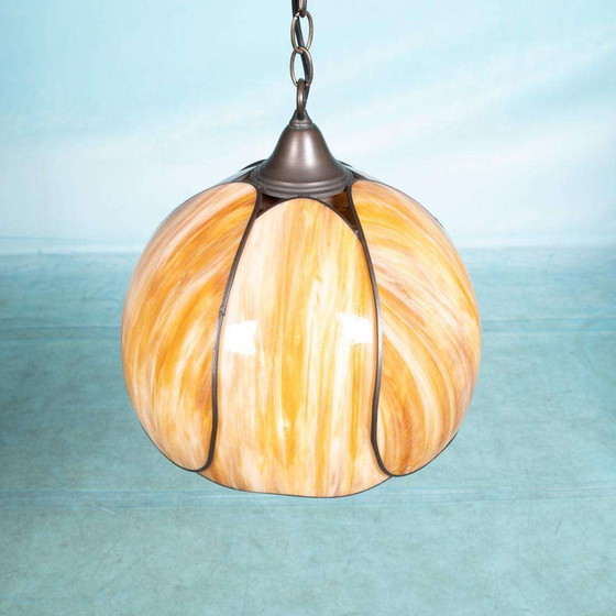 Image 1 of Glazen Japandi hanglamp gemarmerd glas, bohemian chic