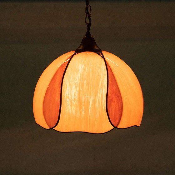 Image 1 of Glazen Japandi hanglamp gemarmerd glas, bohemian chic