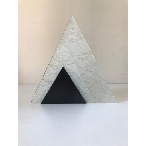 Vintage driehoekige lamp van glas en metaal, 1960