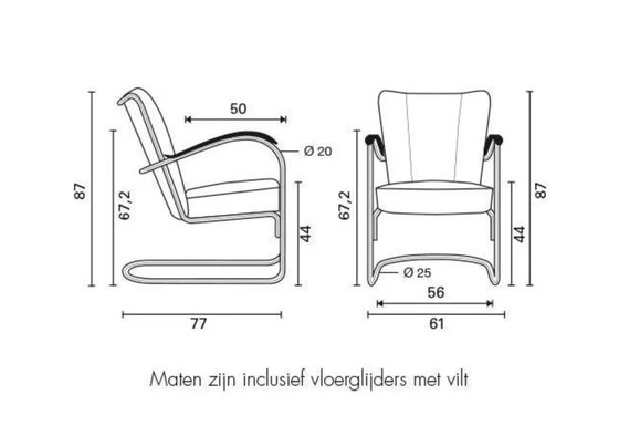 Image 1 of Gebroeders van der Stroom Set 2X Fauteuil Model 412 Plus Bijzettafel Model 415