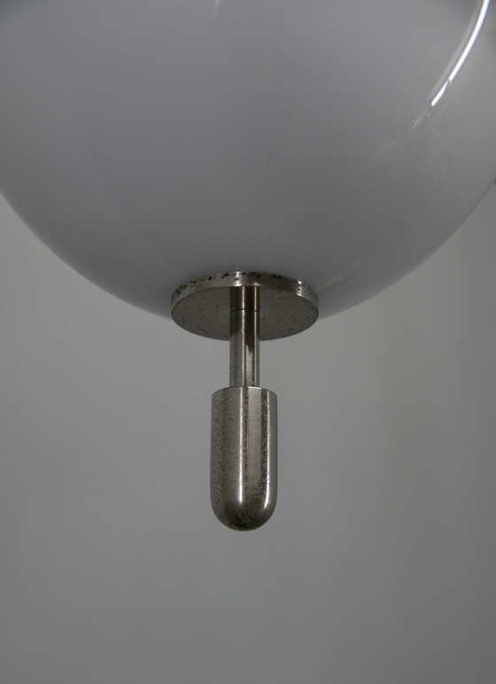 Image 1 of Art Deco buisvormige vernikkelde kroonluchter, 1920S, gerestaureerd