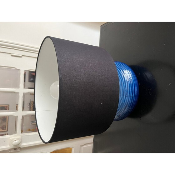 Image 1 of Vintage blauwe keramische lamp, Italië 1980