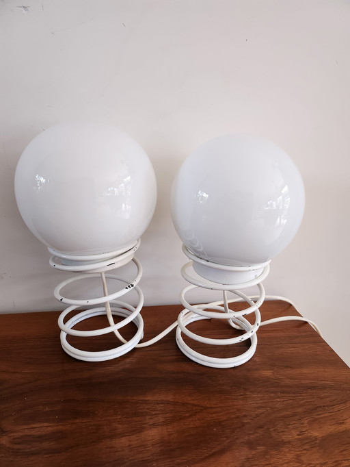 2x vintage spiraal lampen space age wajo