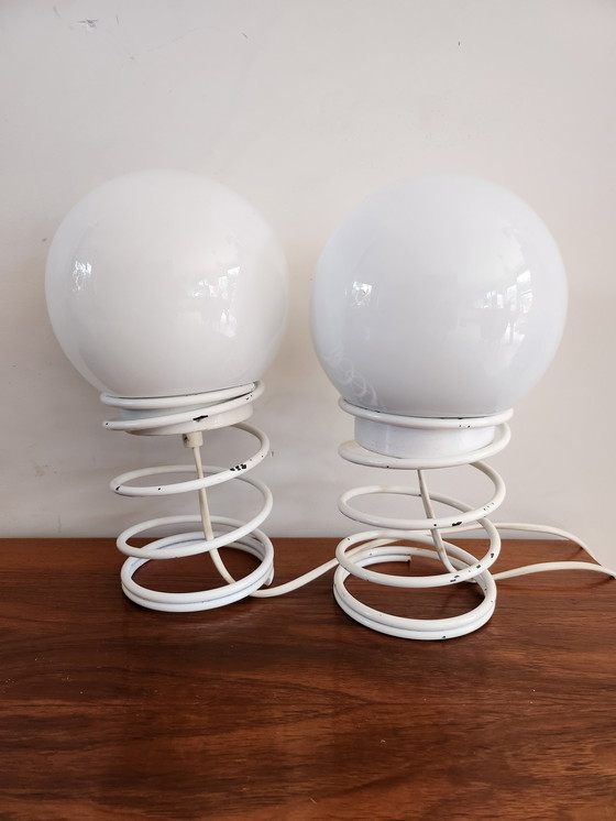 Image 1 of 2x vintage spiraal lampen space age wajo