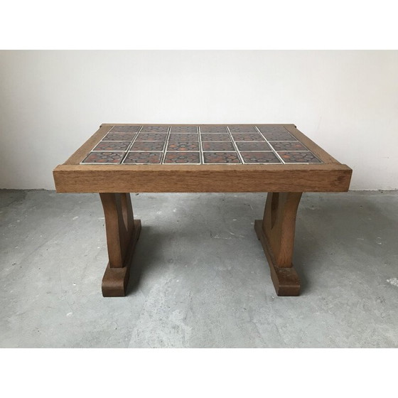 Image 1 of Vintage massief eiken salontafel van Guillerme en Chambron, 1950