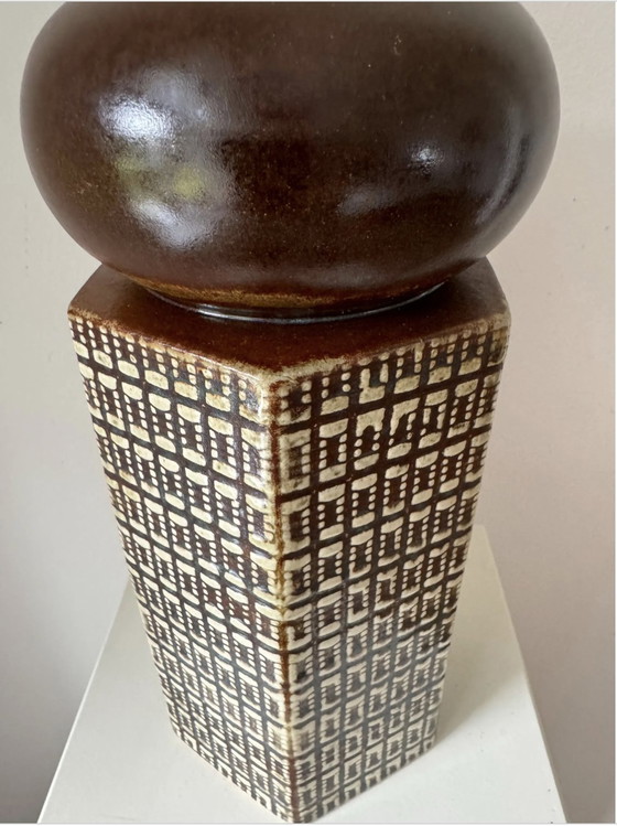 Image 1 of Tafellamp Haico Nitzsche Søholm Steengoed, Vintage Keramische Lampvoet, Søholm Stentøj Denemarken, Zeshoekig, Handgemaakt, 1970S