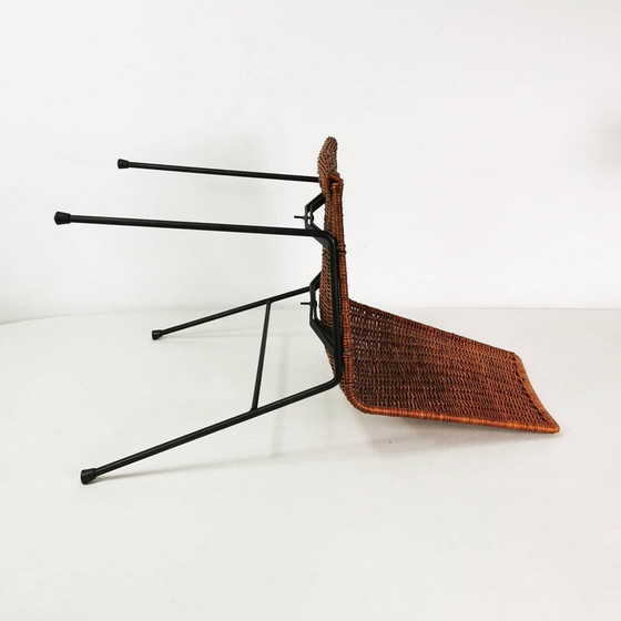 Image 1 of Vintage metalen en rotan stoel van Gian Franco Legler, Italië 1950