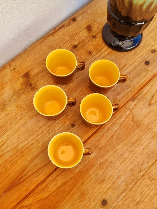 Set van 5 koffiekopjes Digoin Sarreguemines