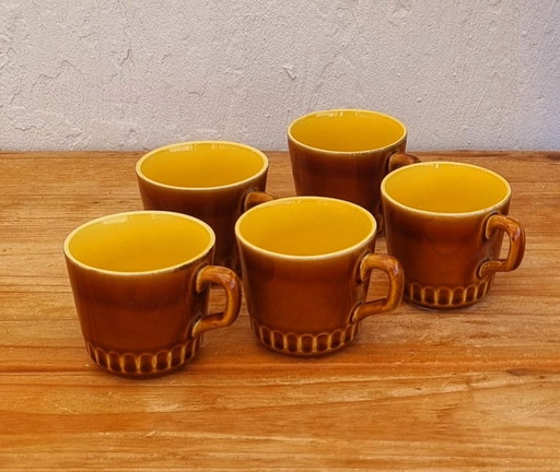 Set van 5 koffiekopjes Digoin Sarreguemines