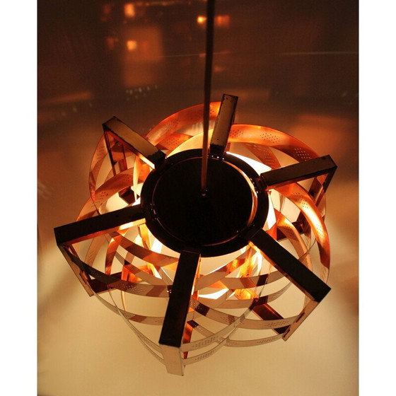 Image 1 of Vintage koperen hanglamp van Werner Schou voor Coronell Electro, Denemarken 1969
