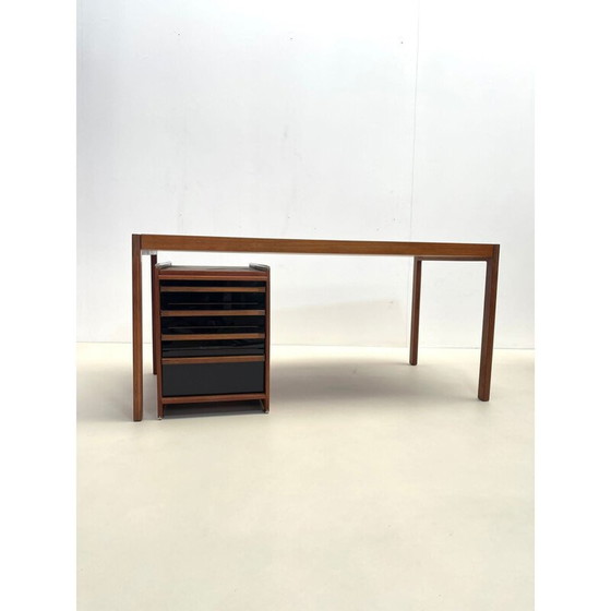 Image 1 of Mid-eeuws houten scandinavisch bureau met laden, 1960