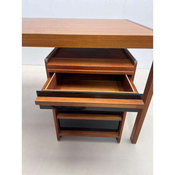 Image 1 of Mid-eeuws houten scandinavisch bureau met laden, 1960