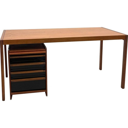 Mid-eeuws houten scandinavisch bureau met laden, 1960