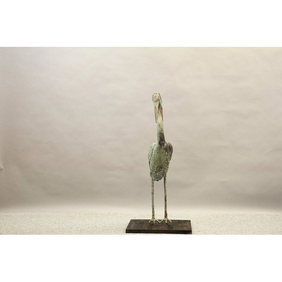 Image 1 of Vintage kraanvogel sculptuur van messing en brons, Duitsland 1960