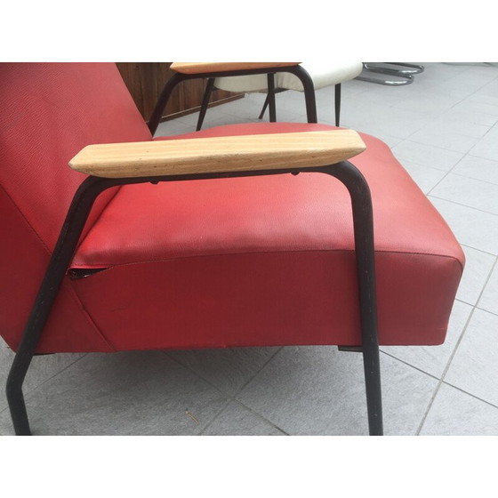 Image 1 of Vintage fauteuil van Pierre Guariche, Meurop editie, houten manchet 1950