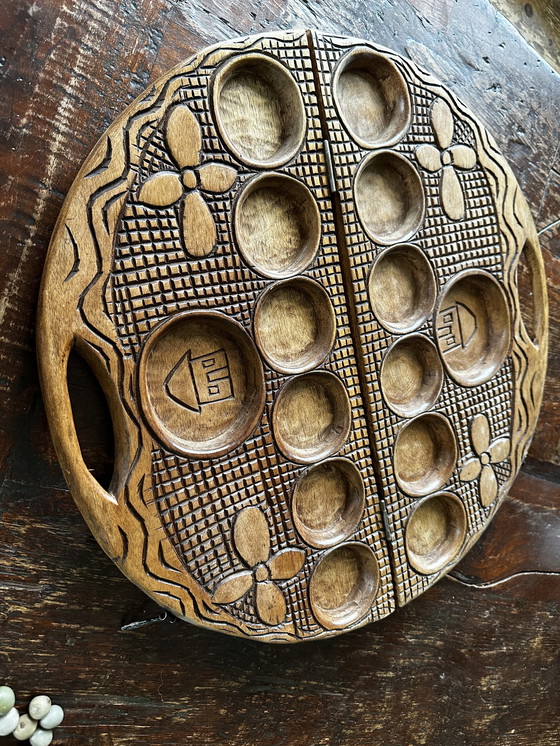 Image 1 of Vintage Mancala Wari Mankala spel Afrika Oware Kalaha