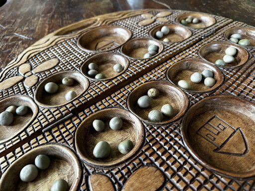 Vintage Mancala Wari Mankala spel Afrika Oware Kalaha