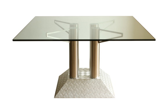 Image 1 of Postmodern eettafel met stalen buizen