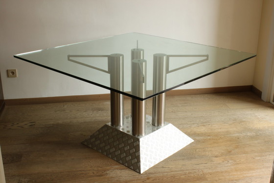 Image 1 of Postmodern eettafel met stalen buizen