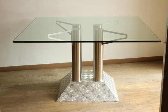 Image 1 of Postmodern eettafel met stalen buizen