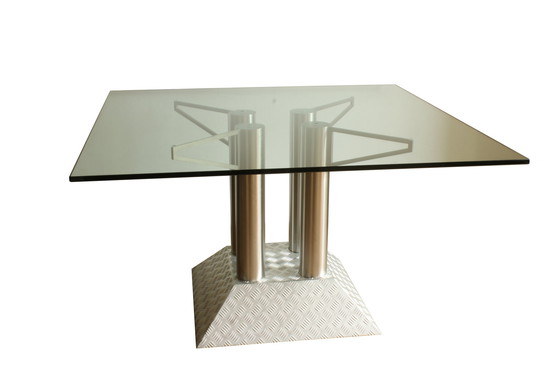 Image 1 of Postmodern eettafel met stalen buizen