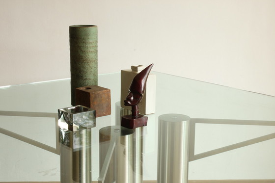 Image 1 of Postmodern eettafel met stalen buizen