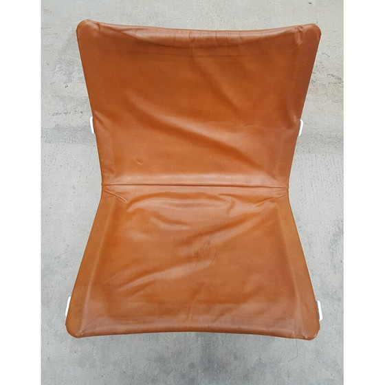 Image 1 of Vintage stalen leren safari stoel