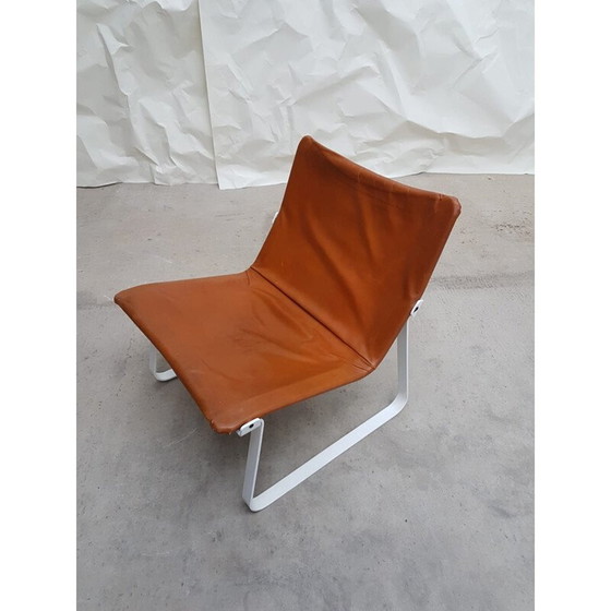 Image 1 of Vintage stalen leren safari stoel