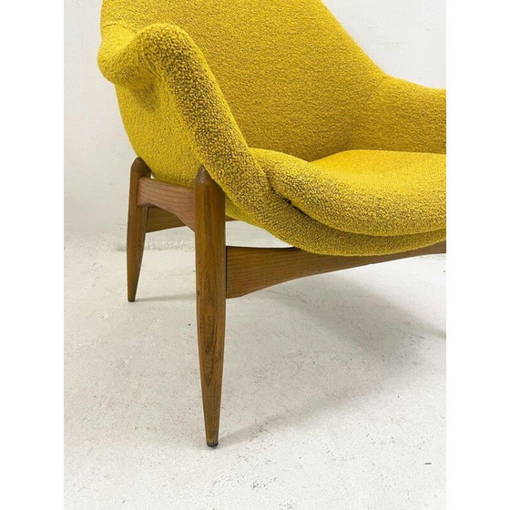 Image 1 of Mid Century paar gele stoffen fauteuils van Julia Gaubek, Hongarije 1950