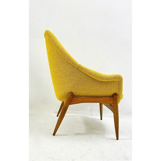 Image 1 of Mid Century paar gele stoffen fauteuils van Julia Gaubek, Hongarije 1950