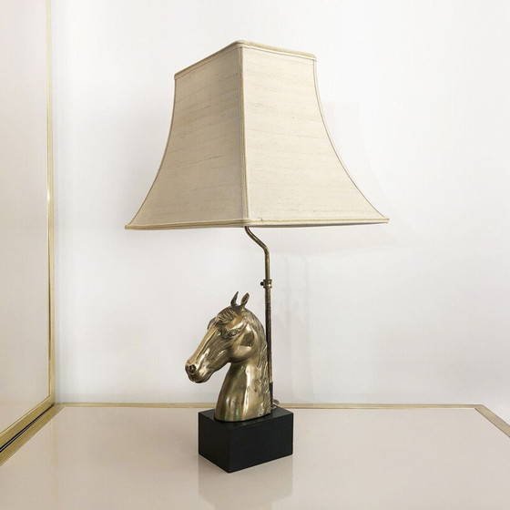 Image 1 of Vintage messing paardenlamp, 1970
