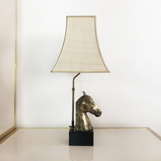 Image 1 of Vintage messing paardenlamp, 1970