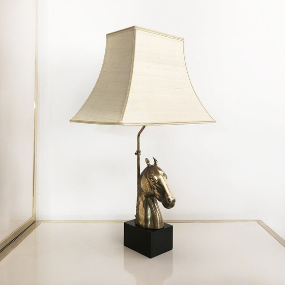 Image 1 of Vintage messing paardenlamp, 1970