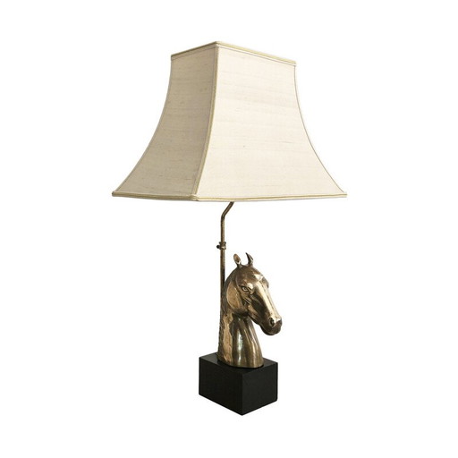 Vintage messing paardenlamp, 1970