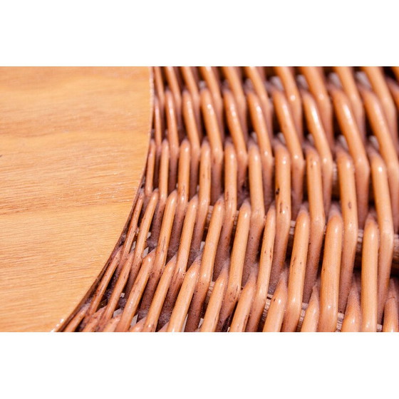 Image 1 of Vintage rotan salontafel van Jan Kalous voor Úluv, Tsjecho-Slowakije 1960