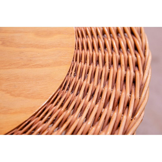 Image 1 of Vintage rotan salontafel van Jan Kalous voor Úluv, Tsjecho-Slowakije 1960