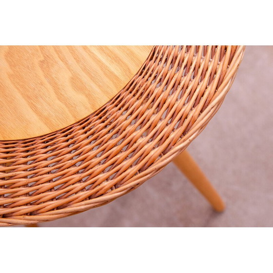 Image 1 of Vintage rotan salontafel van Jan Kalous voor Úluv, Tsjecho-Slowakije 1960