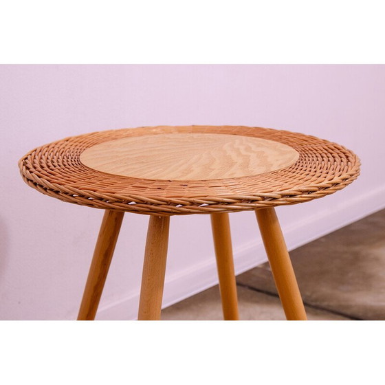 Image 1 of Vintage rotan salontafel van Jan Kalous voor Úluv, Tsjecho-Slowakije 1960
