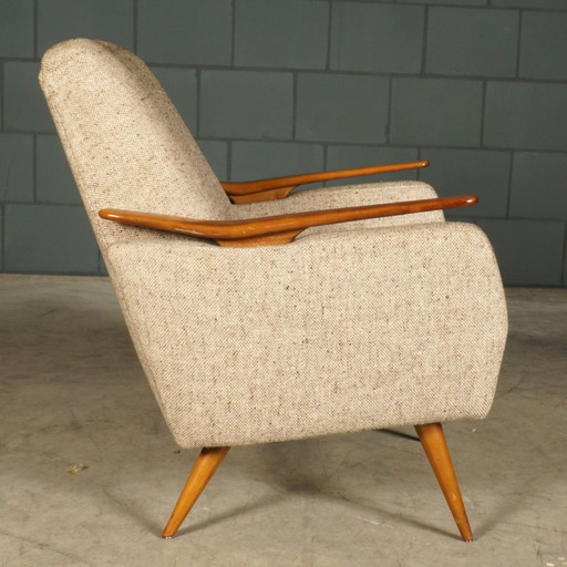 Vintage Club/Lounge Fauteuil – Houten Armleuningen – Jaren 60