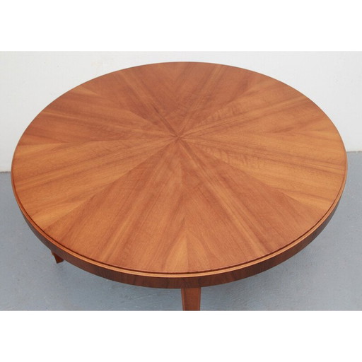 Vintage ronde salontafel van walnoot, jaren 1950